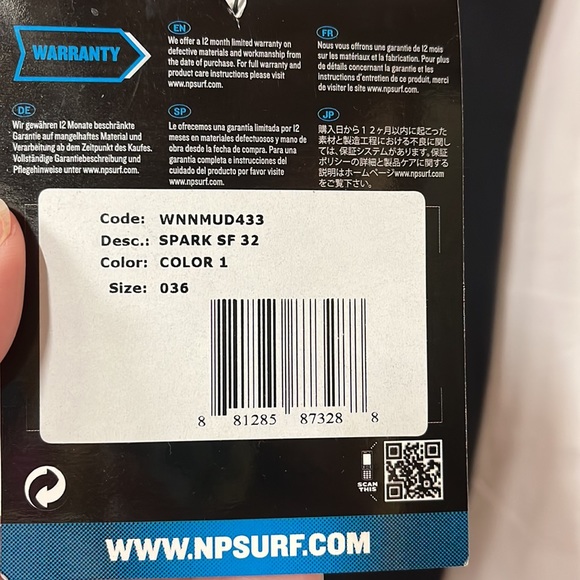 Code:
WNNMUD433
Desc.: SPARK SF 32
Color: COLOR 1
Size: 036 - Picture 5 of 5